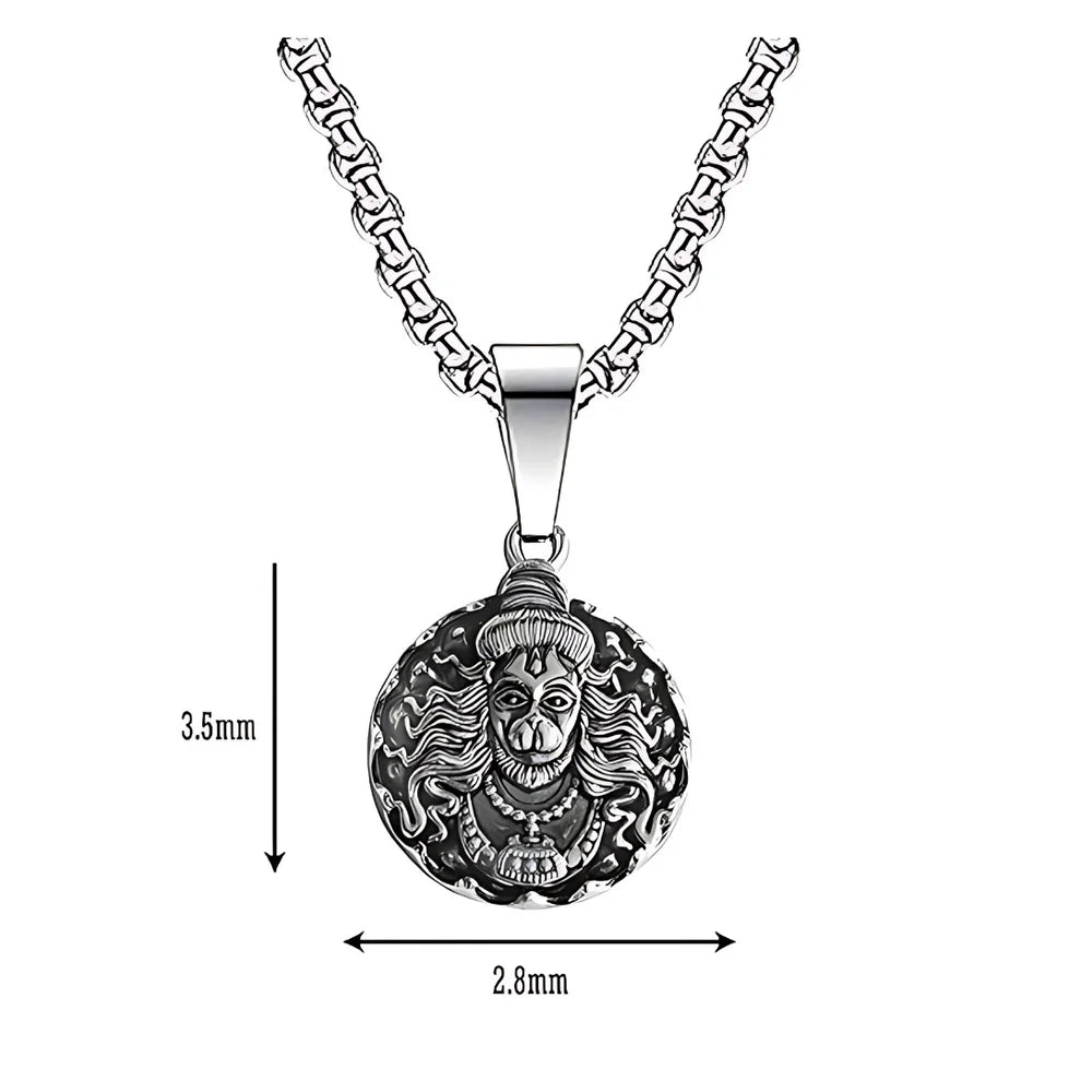 Hanuman Ji Face Locket With Silver Plated Chain