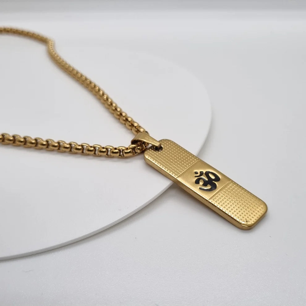 Premium Gold-Polish Om and Ram necklace ( Buy 1 Get 1 Free )