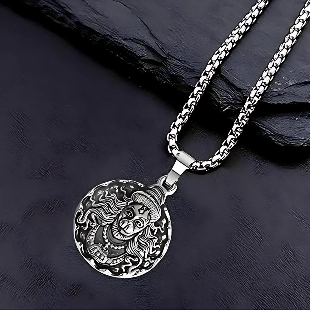 Hanuman Ji Face Locket With Silver Plated Chain