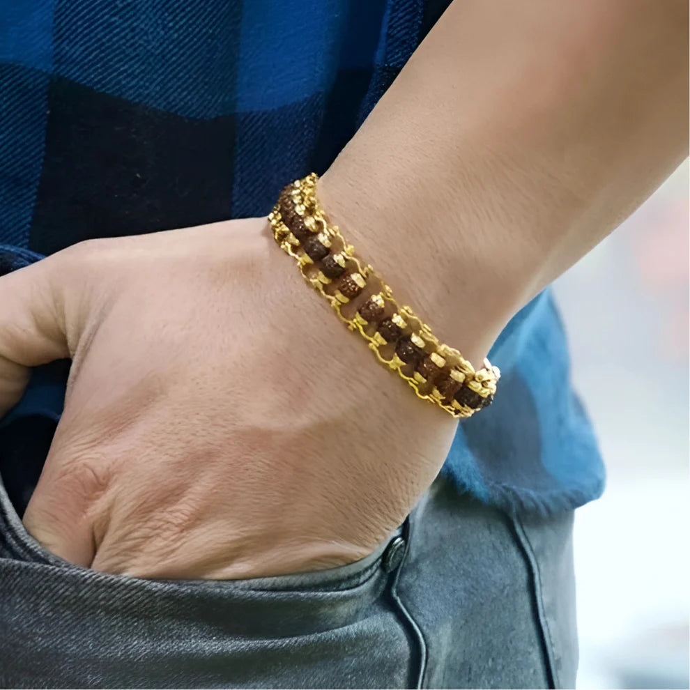 Original Gold Plated Modern Rudraksha Bracelet